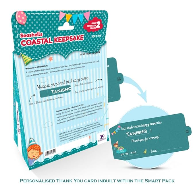 Toykraft Ocean-themed Return Gifts for Kids Birthday Party Bulk, Coastal Keeps Seashell Craft DIY Kit for Kids 5-8 Year, Make 2 Magnetic Photo Frame