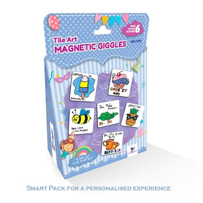 Toykraft Magnetic Giggles Tile Art DIY Kit for Kids 5-8 Year, Colour & Create 6 Fridge Magnets