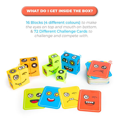 RATNA'S Face Twist Educational Board Game, 72 Challenge Cards, 2-4 Players Mind Challenging Game for Kids 3+ Years