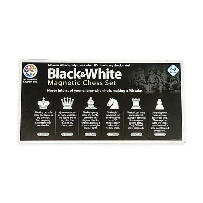 RATNA'S Black & White Magnetic Chess Set for All Ages