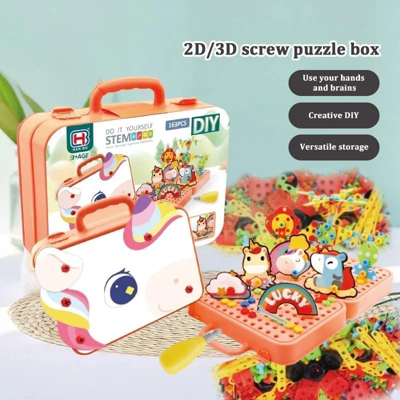 DIY Creative Puzzle Box, 232 Pieces Building Blocks Set, Educational Toy for Ages 3+