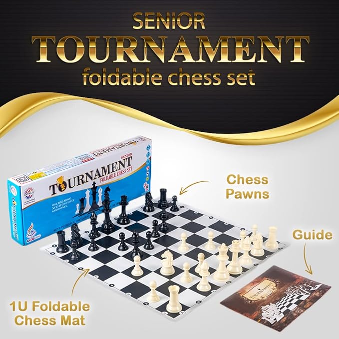 Ratna's Tournament Chess Set Senior 17" x 17" Rollable Matt Board for Mind challengers. Develops Concentration and Attention Span Building