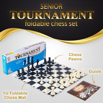 Ratna's Tournament Chess Set Senior 17" x 17" Rollable Matt Board for Mind challengers. Develops Concentration and Attention Span Building