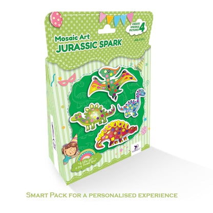 Toykraft Dinosaur-themed Return Gifts for Kids Birthday Party Bulk, Jurassic Spark Mosaic Art DIY Kit for Kids Aged 3-5 Year, Make 3 Dino Pictures