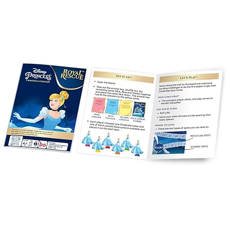 Disney Princess Cinderella Edition Royal Rescue Board Game | Roll The Die: Fun Board Game with Cards and Riddles and for Kids