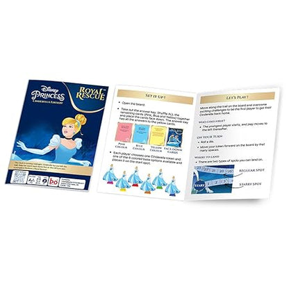 Disney Princess Cinderella Edition Royal Rescue Board Game | Roll The Die: Fun Board Game with Cards and Riddles and for Kids