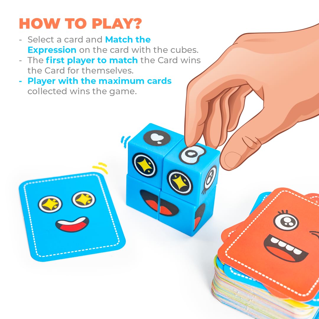 RATNA'S Face Twist Educational Board Game, 72 Challenge Cards, 2-4 Players Mind Challenging Game for Kids 3+ Years