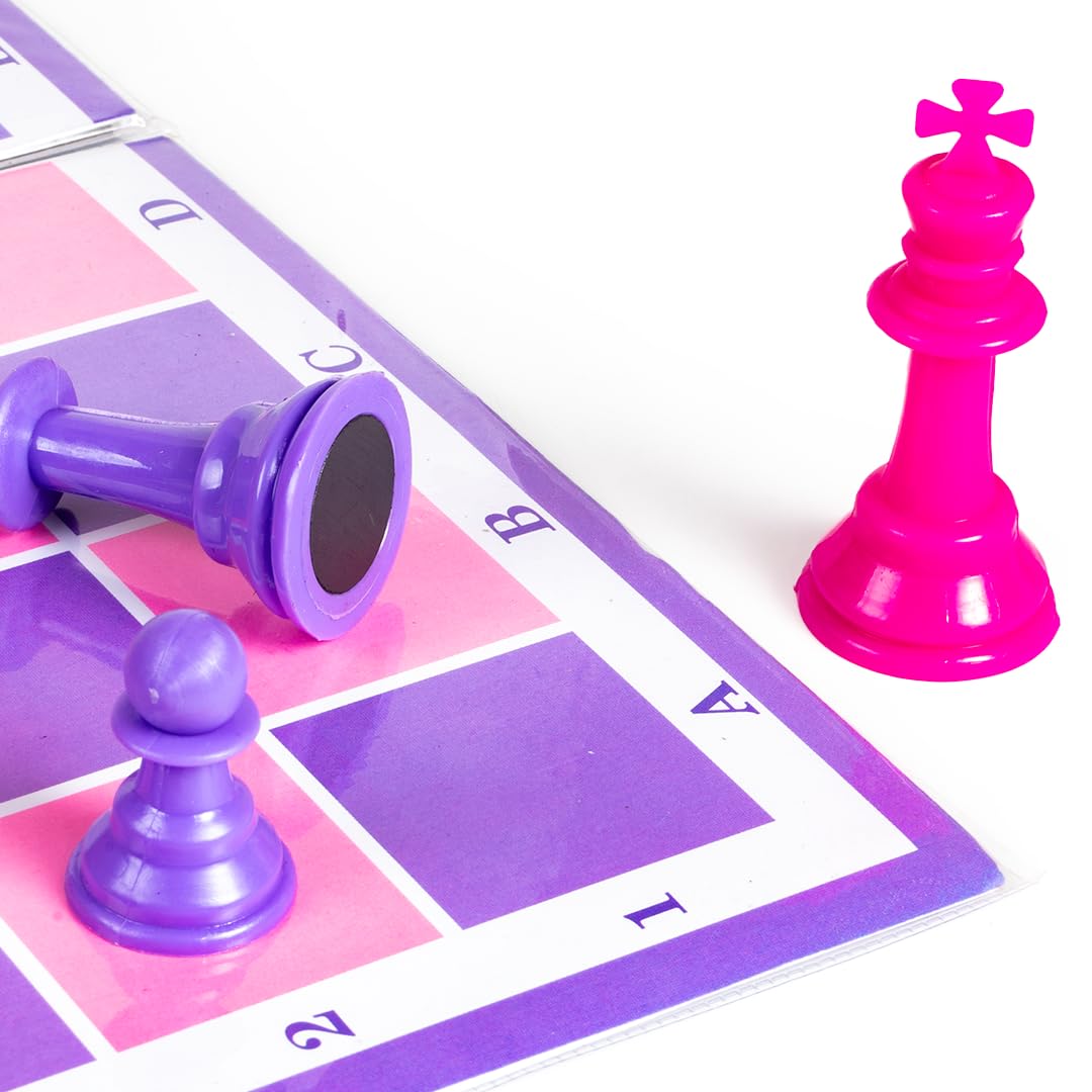 Ratna's Unicorn Magnetic Chess Senior Foldable Magnetic Chess Board Set with Magnetic Pieces for Kids and Adults (13x13 Inches, Pink & Purple Board)