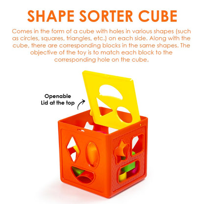 Ratna's 3 in 1 Kinder Gift Set Containing Stack-N-Spin, Rainbow Spinning Tower & Shape Sorter Cube Montessori Toys Preschool Learning for Infants & Toddlers