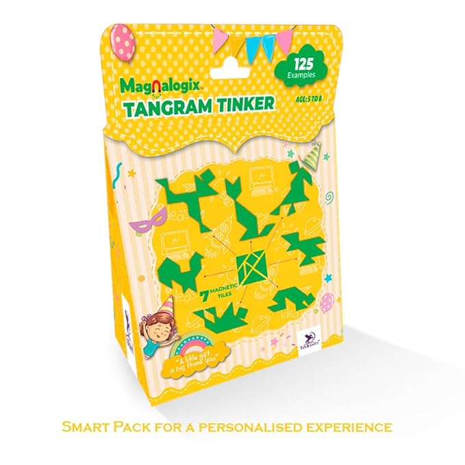 Toykraft Tangram Tinker DIY Kit for Kids 5-8 Year, Make 20+ Shapes Using 7 Magnetic Pieces
