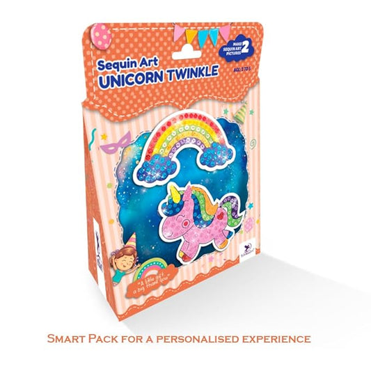 Toykraft Unicorn-themed Return Gifts for Kids Birthday Party Bulk, Unicorn Twinkle Sequin Art DIY Kit for Kids 3-5 Year, Sparkly Craft Activity