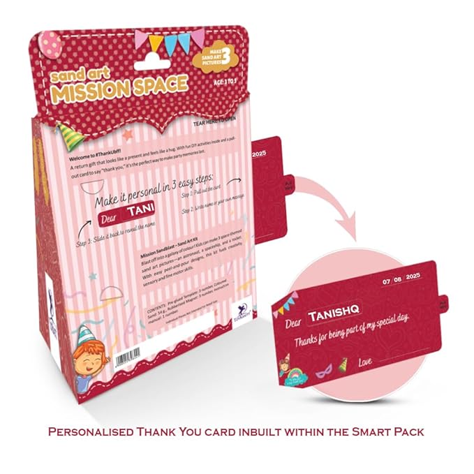 Toykraft Space-themed Return Gifts for Kids Birthday Party Bulk, Sand Art Mission Sandblast, DIY Kit for Kids Aged 3-5 Yr, Make 3 Sand Art Picture