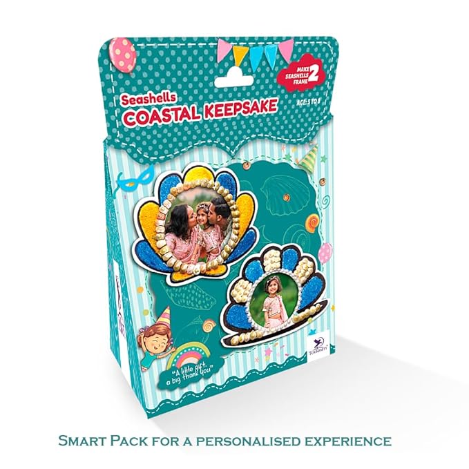 Toykraft Ocean-themed Return Gifts for Kids Birthday Party Bulk, Coastal Keeps Seashell Craft DIY Kit for Kids 5-8 Year, Make 2 Magnetic Photo Frame