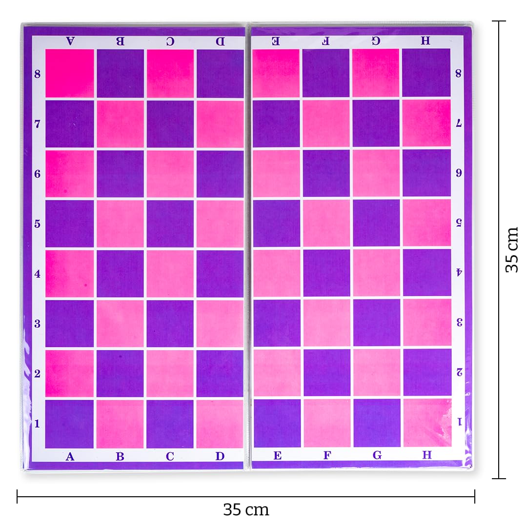 Ratna's Unicorn Magnetic Chess Senior Foldable Magnetic Chess Board Set with Magnetic Pieces for Kids and Adults (13x13 Inches, Pink & Purple Board)