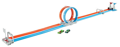 Hot Wheels Stunt Tracks - Double Loop Dash Track Set | 2 Loops, 2 Cars, Head-to-Head Racing | 5+ Years - GFH85
