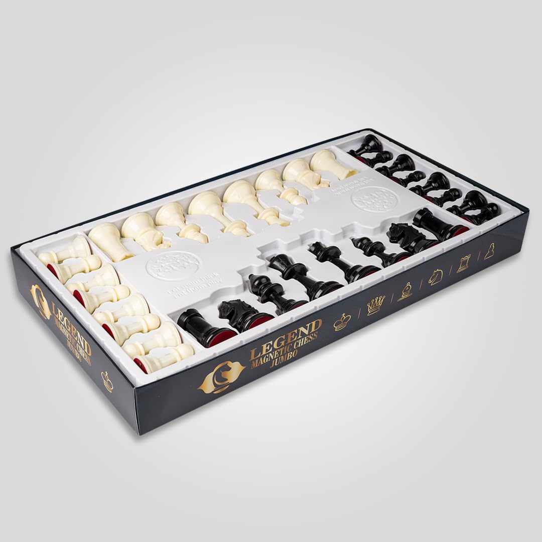 Ratna's Legend Magnetic Chess Jumbo Size Foldable Magnetic Chess Board Set with Magnetic Pieces Having Storage Case for Each Piece, Board Games for Kids and Adults (16.5x16.5 Inches)