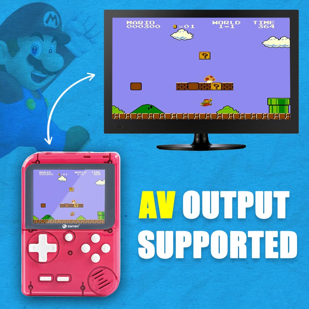 Sameo Handheld Video Game Console, Dreamboy Retro Mini Game with 500 Classic Retro Game TV Compatible for Kids, Rechargeable 8 Bit Classic