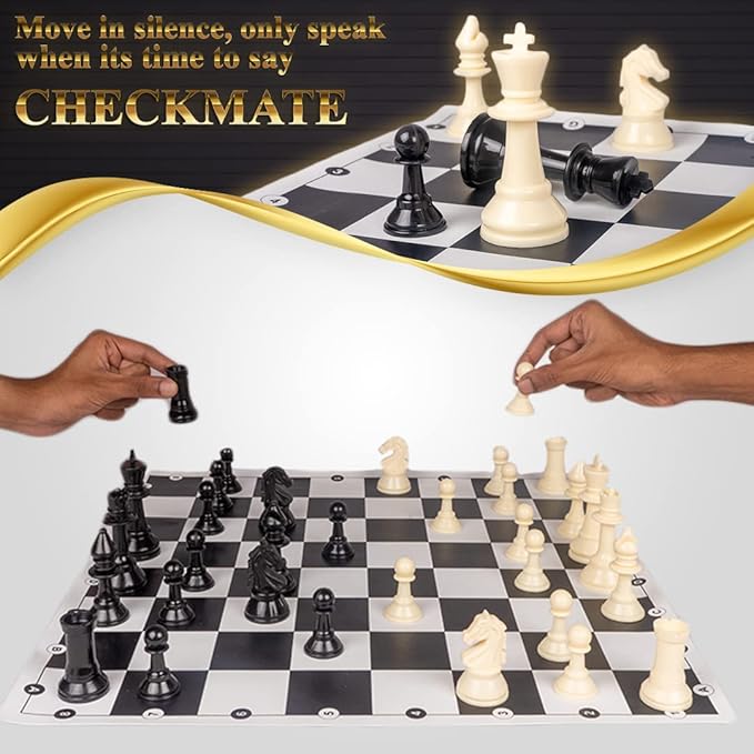 Ratna's Tournament Chess Set Senior 17" x 17" Rollable Matt Board for Mind challengers. Develops Concentration and Attention Span Building