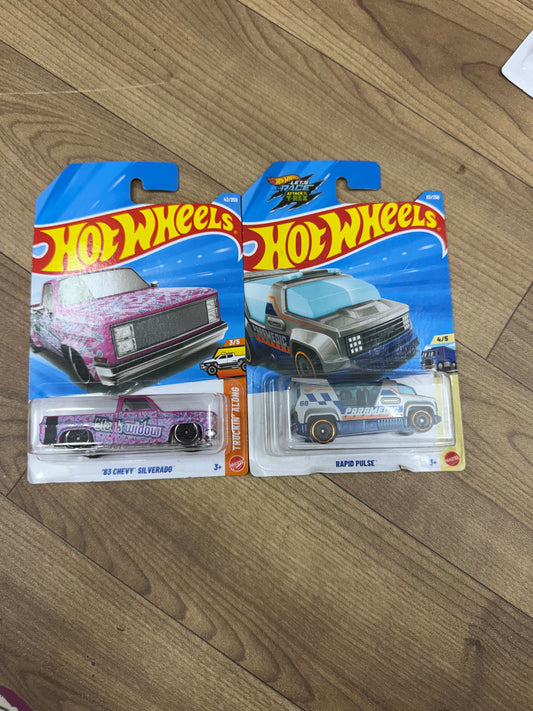 SINGLE HOTWHEELS CAR- 83 CHEVY SILVERADO AND RAPID PULSE