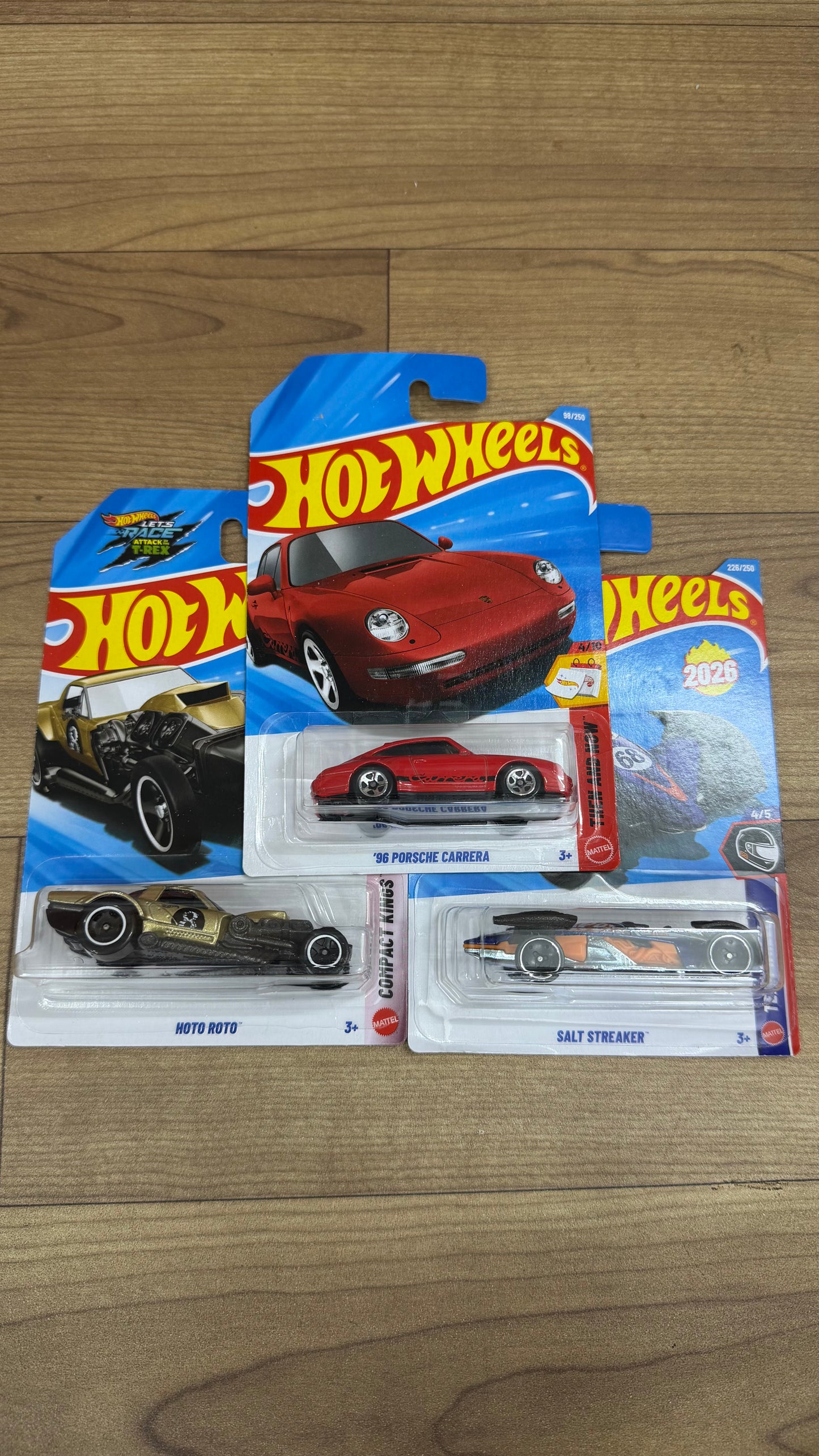 96 PORSCHE CARRERA and SALT STREAKER and HOTO ROTO- SINGLE HOTWHEELS