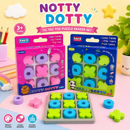 Notty Dotty Tic Tac Toe Puzzle Eraser Set