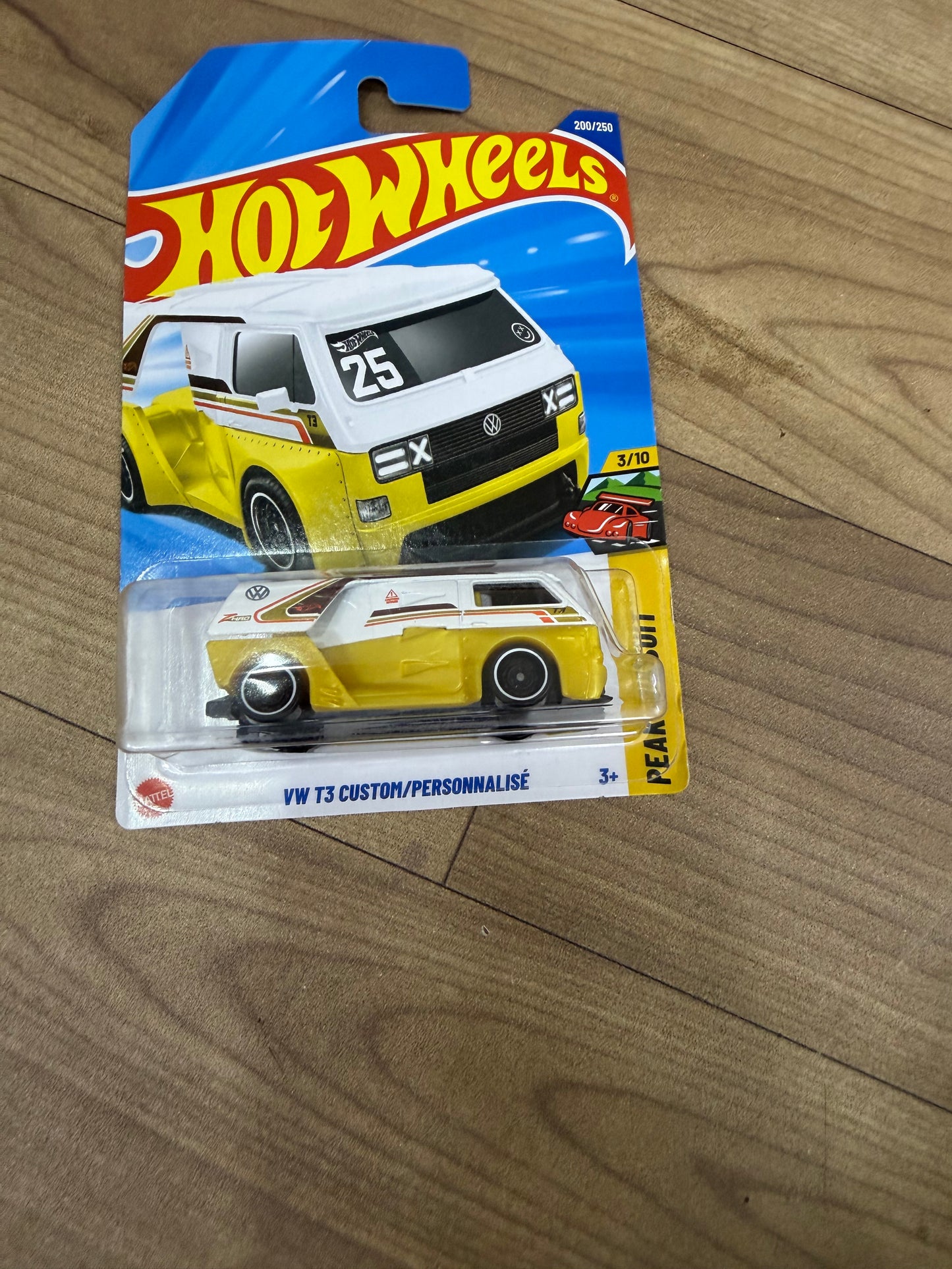 SINGLE HOTWHEELS CAR- VW T3 CUSTOM PERSONALISEE- YELLOW