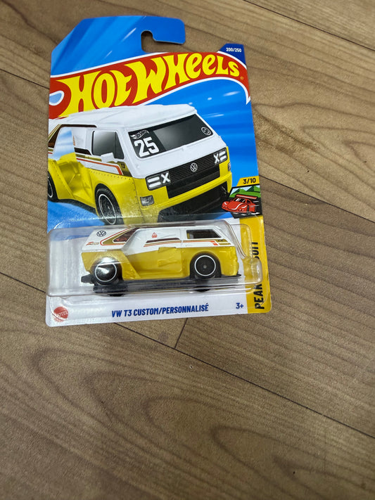 SINGLE HOTWHEELS CAR- VW T3 CUSTOM PERSONALISEE- YELLOW