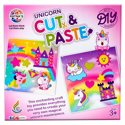 RATNA'S Unicorn Cut & Paste Art & Craft DIY Kit Preschool Activity for Kids & Toddllers