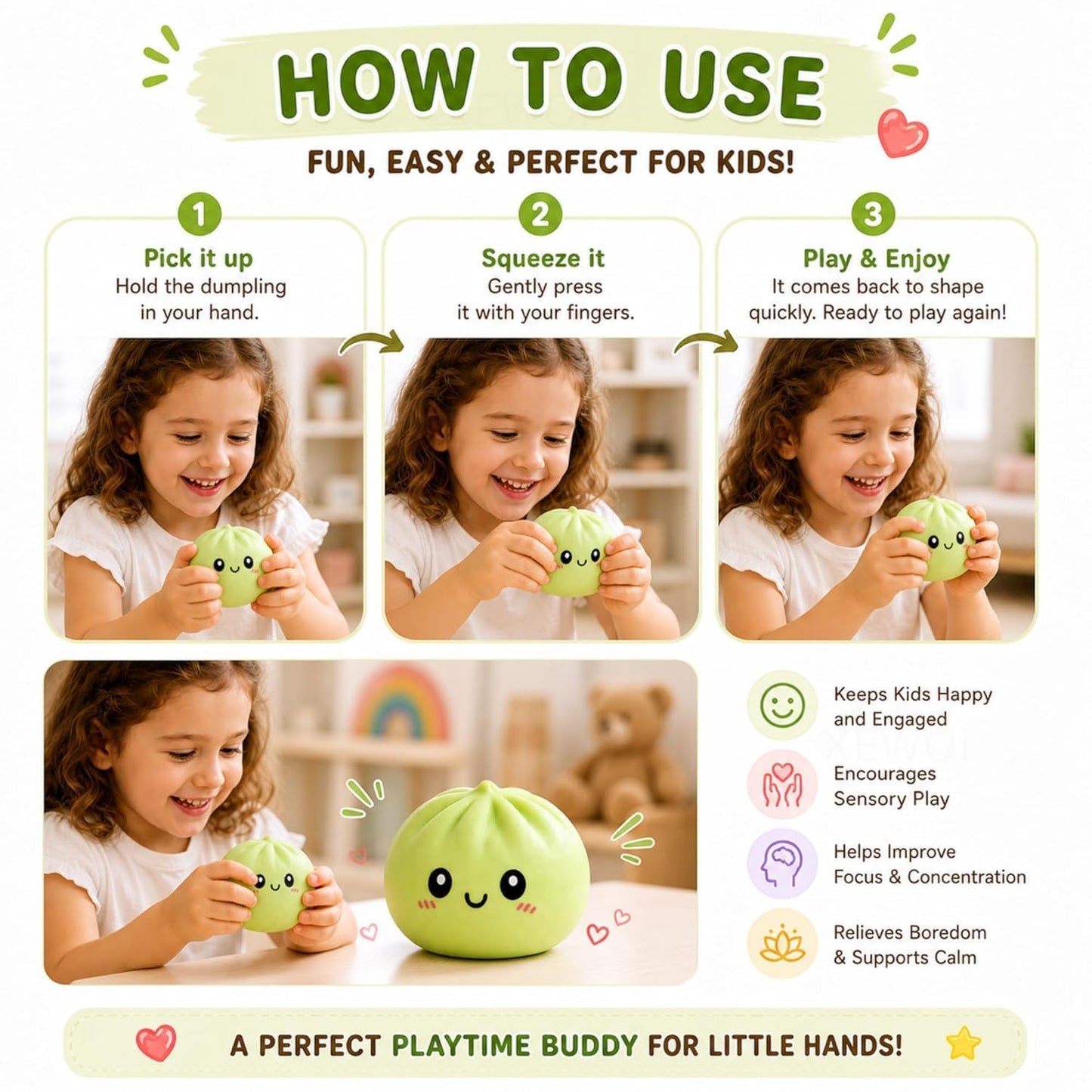 Dumpling Squishy Ball Dumpling Squishy Mystery Box, Cute Big Dumpling Stress Ball, Soft Squeeze Fidget Sensory Toy for Adults & Kids, Anxiety Relief Stress Relief Toy, Fun Desk Toy Gift