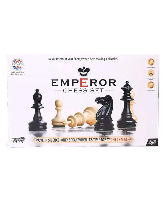 Ratna's Emperor Chess Set Board Game with Folding Chess Board and Black & White Chessmen's for Kids & Adults