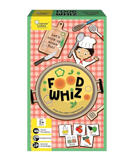 Clever Cubes Food Whiz, Activity Games, Fun Learning Games for Kids, Perfect for Gifts, Multicolour