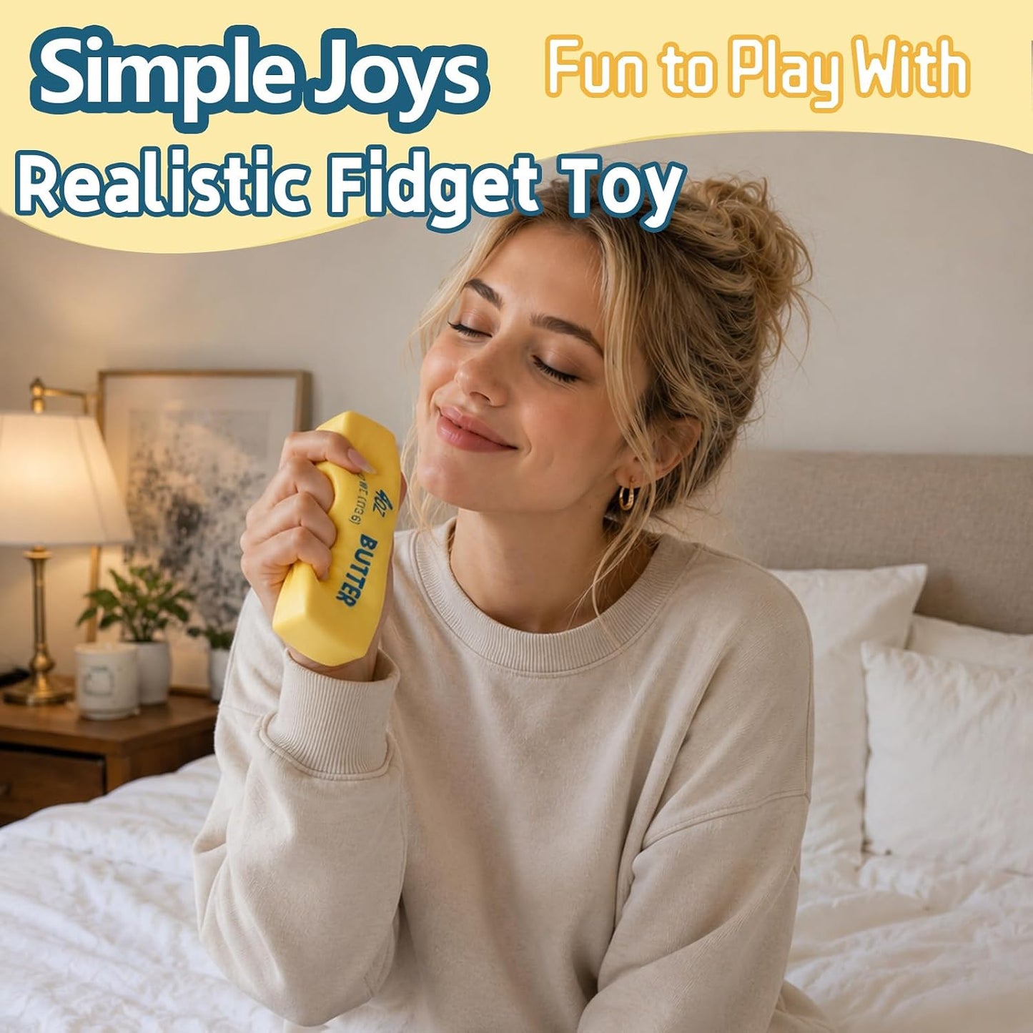Butter Squishy Toy, Soft Slow Rising Squeeze Butter Squishy, Realistic Texture Sensory Play Toy, Fun Desk Toy for Kids, Teens & Adults (Small)