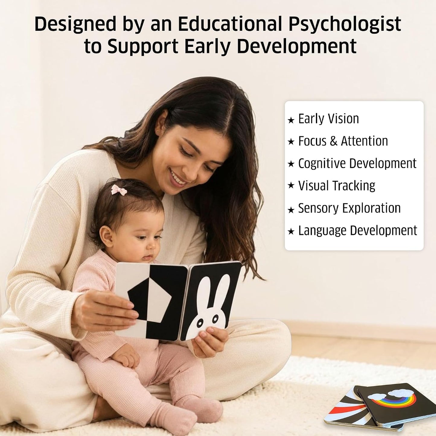 Chalk & Chuckles High Contrast Sensory Flash Cards for Babies 0-12 Months