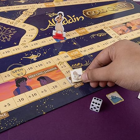 Disney's Aladdin, All Ages Gold Quest Borad Game | Earn Gold As You Dive Into The Enchanting World Inspired by Agrabah, Where Treasures Await The Brave