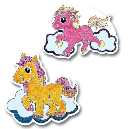 Toykraft Pony-themed Return Gifts for Kids Birthday Party Bulk, Pony Parade Sparkling Art DIY Kit for Kids 5-8 Year, Create Glitter & Sequin Art