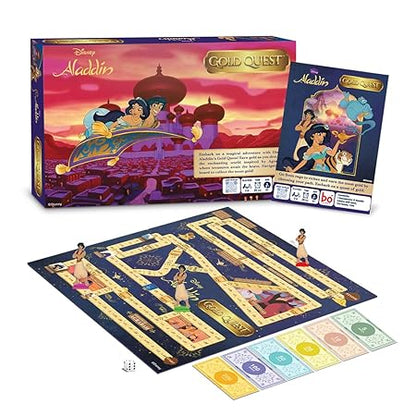 Disney's Aladdin, All Ages Gold Quest Borad Game | Earn Gold As You Dive Into The Enchanting World Inspired by Agrabah, Where Treasures Await The Brave