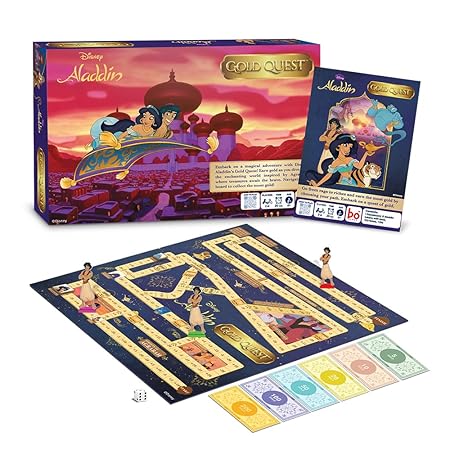 Disney's Aladdin, All Ages Gold Quest Borad Game | Earn Gold As You Dive Into The Enchanting World Inspired by Agrabah, Where Treasures Await The Brave