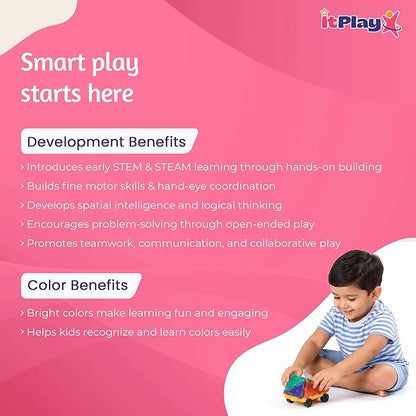 ITPlay Magnetic Tiles 20 Pcs Building Set for Kids | STEM & STEAM Learning Toy | Strong Magnetic Tiles | 2D & 3D Construction Shapes | Safe BPA-Free Educational Toys | Creative Play Set | Age 3+