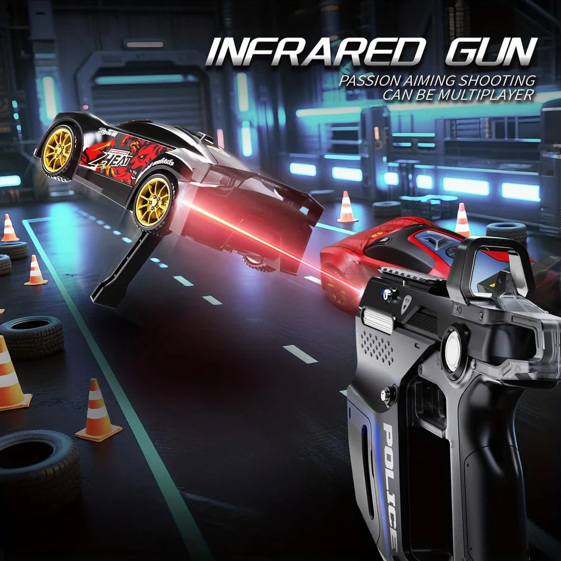 2 Player Infrared Battle RC Car Toy with Dual Remotes, Shoot & Knock Down Racing Game, Time Bound Dodge & Target Action, Interactive Remote Control Cars for Kids Boys & Girls