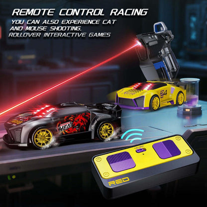 2 Player Infrared Battle RC Car Toy with Dual Remotes, Shoot & Knock Down Racing Game, Time Bound Dodge & Target Action, Interactive Remote Control Cars for Kids Boys & Girls