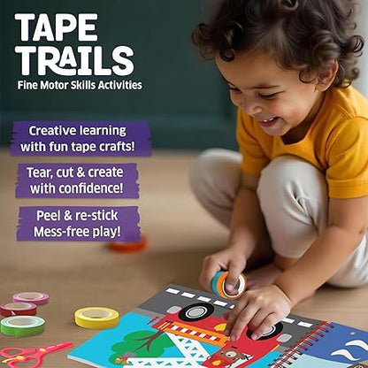 Chalk & Chuckles Tape Trails Art and Craft Kit for Kids – 30+ Mess-Free Tape and Sticker Art Projects
