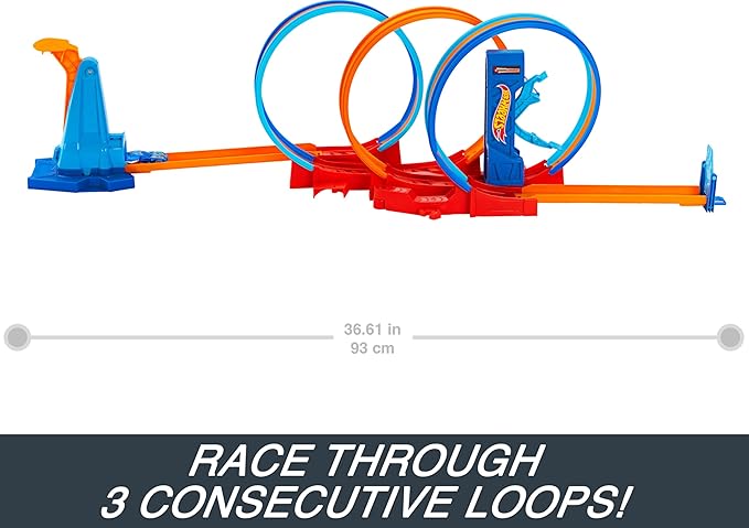 Hot Wheels Track Set, Ultra Hots Loop Madness with 3 Loops and 1 Hot Wheels Car in 1:64 Scale, Connects to Other Sets, Collapses for Easy Toy Storage