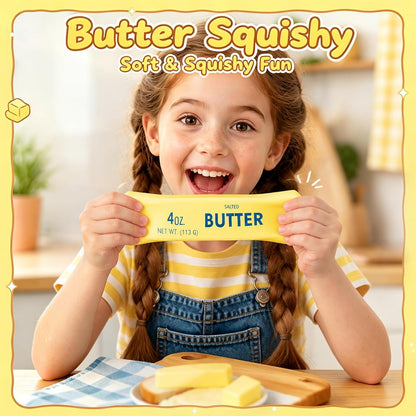 Butter Squishy Toy, Soft Slow Rising Squeeze Butter Squishy, Realistic Texture Sensory Play Toy, Fun Desk Toy for Kids, Teens & Adults (Small)