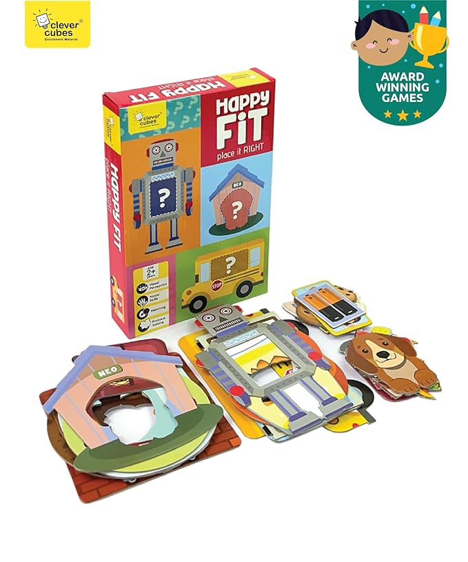 Clever Cubes Happy FIT | 2 Piece Puzzle (Set of 12) | Games for Kids 2 3 4 Years | Memory and Motor Skills | Birthday and Return Gifts | Educational Activity Games | Early Learning | Preschool Toy