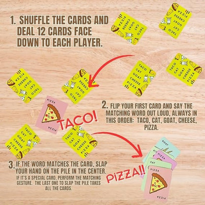 Funskool Taco Cat Goat Cheese Pizza The Party Card Game for Kids, Teens, Adults, and Families 10-15 Min, Age 7+, 2-8 Players