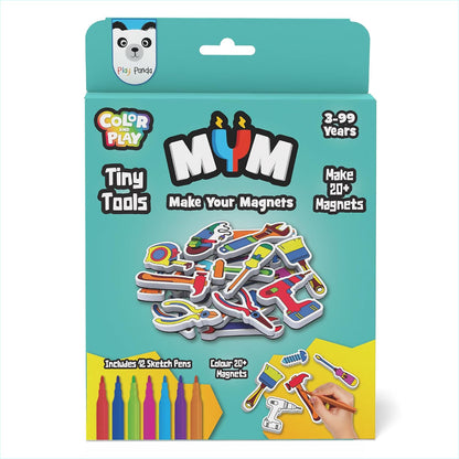 Play Panda MYM Colour & Play Fun Craft Kit for Kids | Make 20+ Fridge Magnets | DIY Craft & Colouring Activity