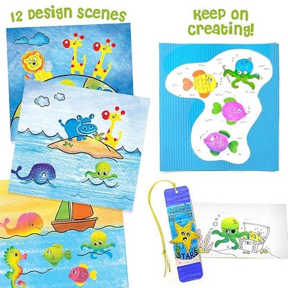 Imagimake Stamp Art - Animal Kingdom - DIY Kids Colouring Book Set - for Boys and Girls 3 Years+, Multicolor