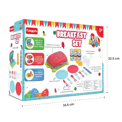 Fundough Funskool Breakfast Set, Play Set for Kid, 6 Colorful Tubs of 50g Each (300g Total), Learning, Fun & Engaging Activity, Multicolour, Gift Set for Kids, Age 3+ Years