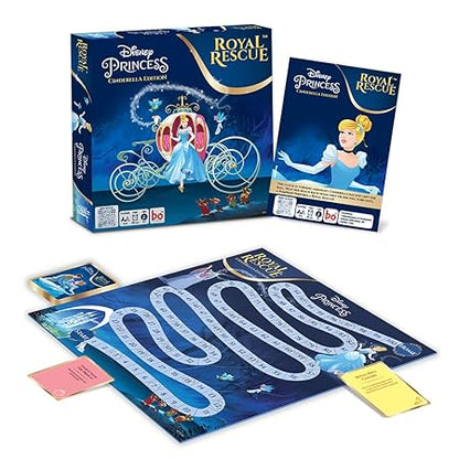 Disney Princess Cinderella Edition Royal Rescue Board Game | Roll The Die: Fun Board Game with Cards and Riddles and for Kids