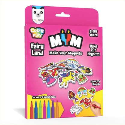 Play Panda MYM Colour & Play Fun Craft Kit for Kids | Make 20+ Fridge Magnets | DIY Craft & Colouring Activity